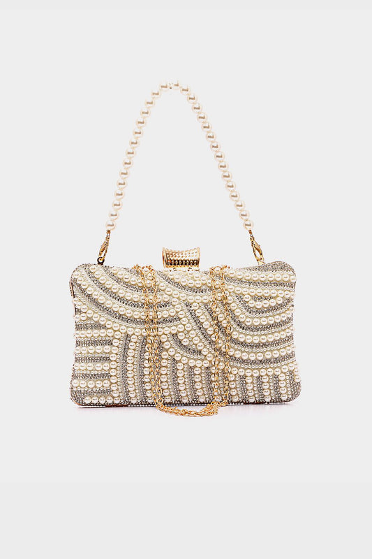 Shoeroom Soiree Clutch Studded with Faux Pearls