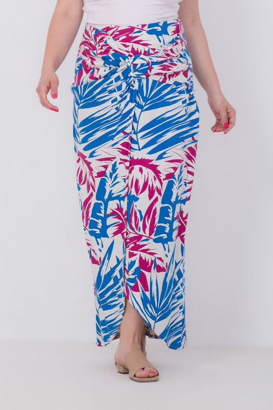 تنورة كتان صيفية مزينة بالزهور