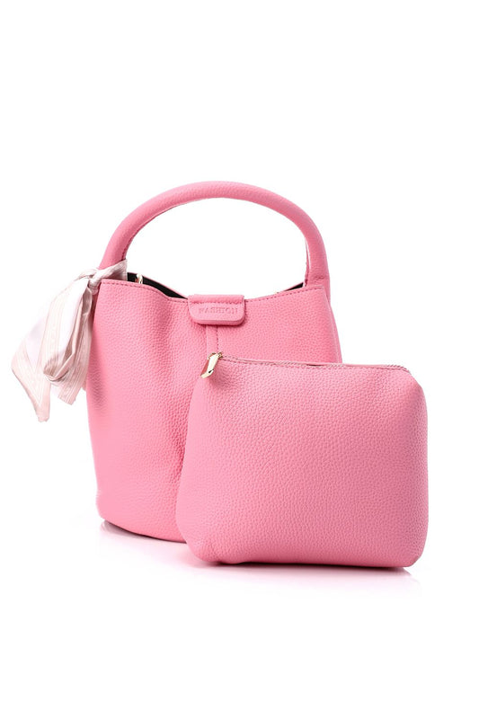 Mr.Joe Decorative Bow Bucket Bag With External Pocket