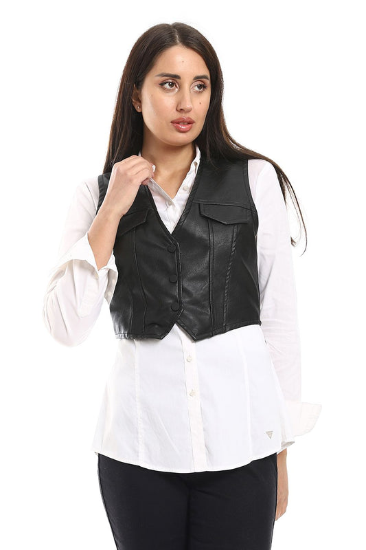 Mr.Joe Casual Cropped Leather Vest