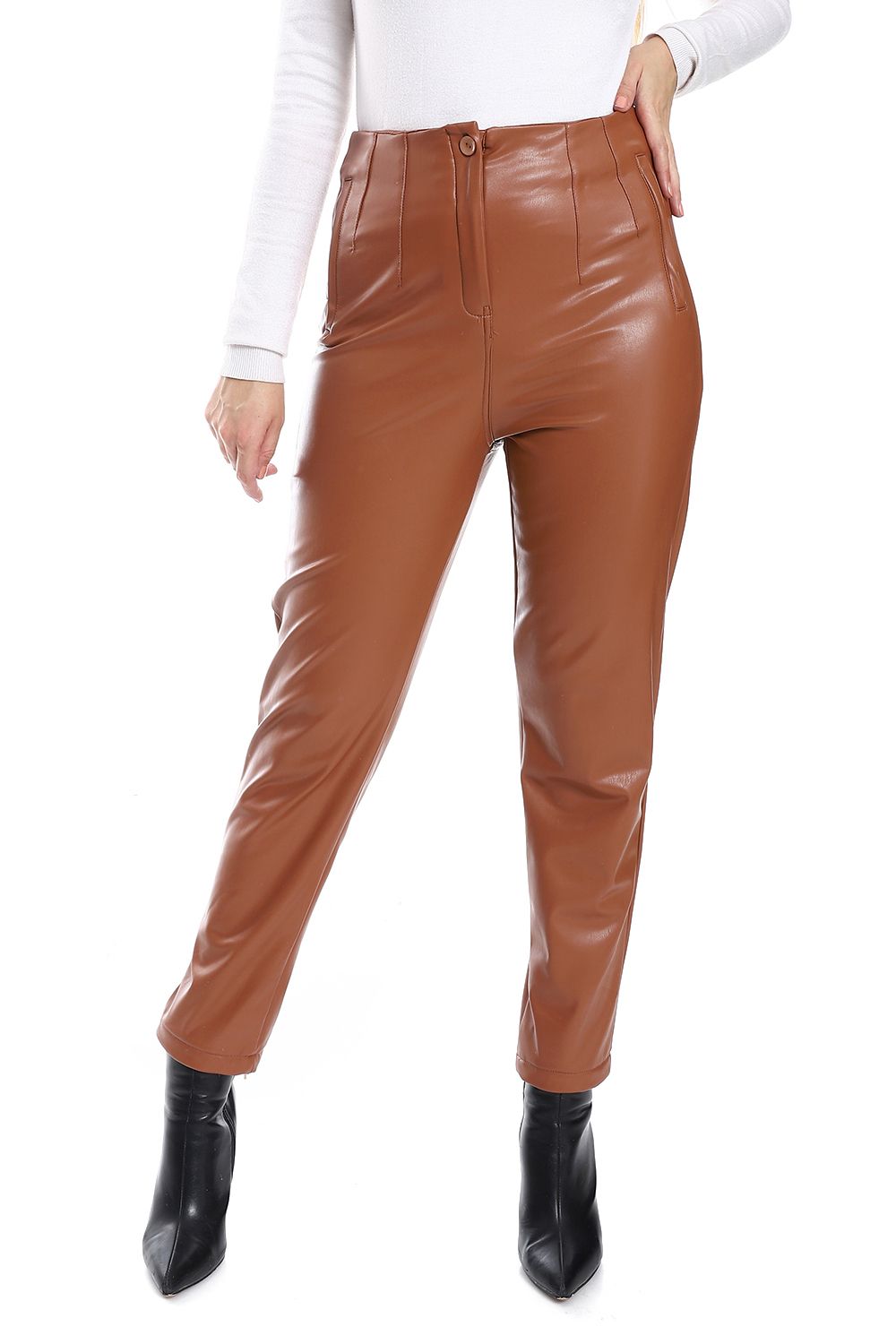 Mr.Joe Solid Leather Straight Trousers