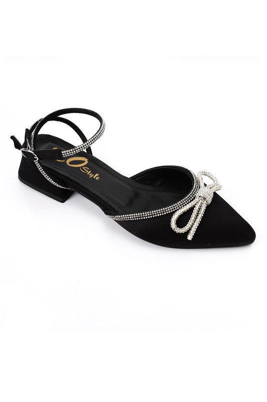 XO Style Strassed Strap Slingback Heeled Shoes