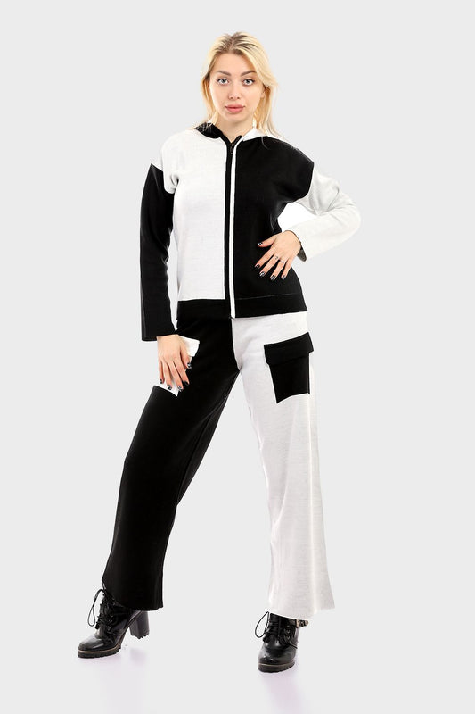 Miss Venus Half and Half Hooded Top and Pants Set