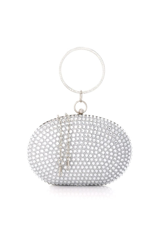 Mr.Joe Diamonds Studded Classy Oval Clutch