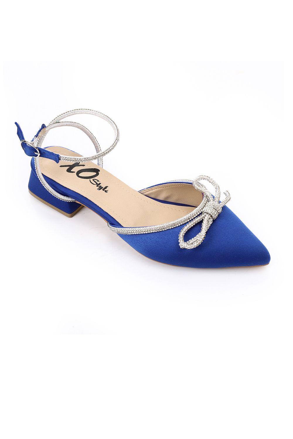 XO Style Strassed Strap Slingback Heeled Shoes