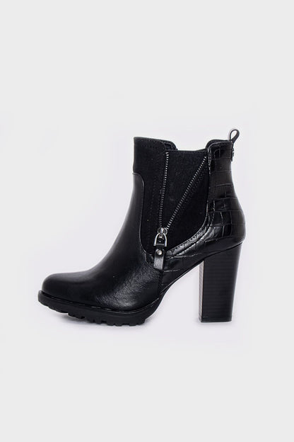 Embossed Back Leather Half Boots