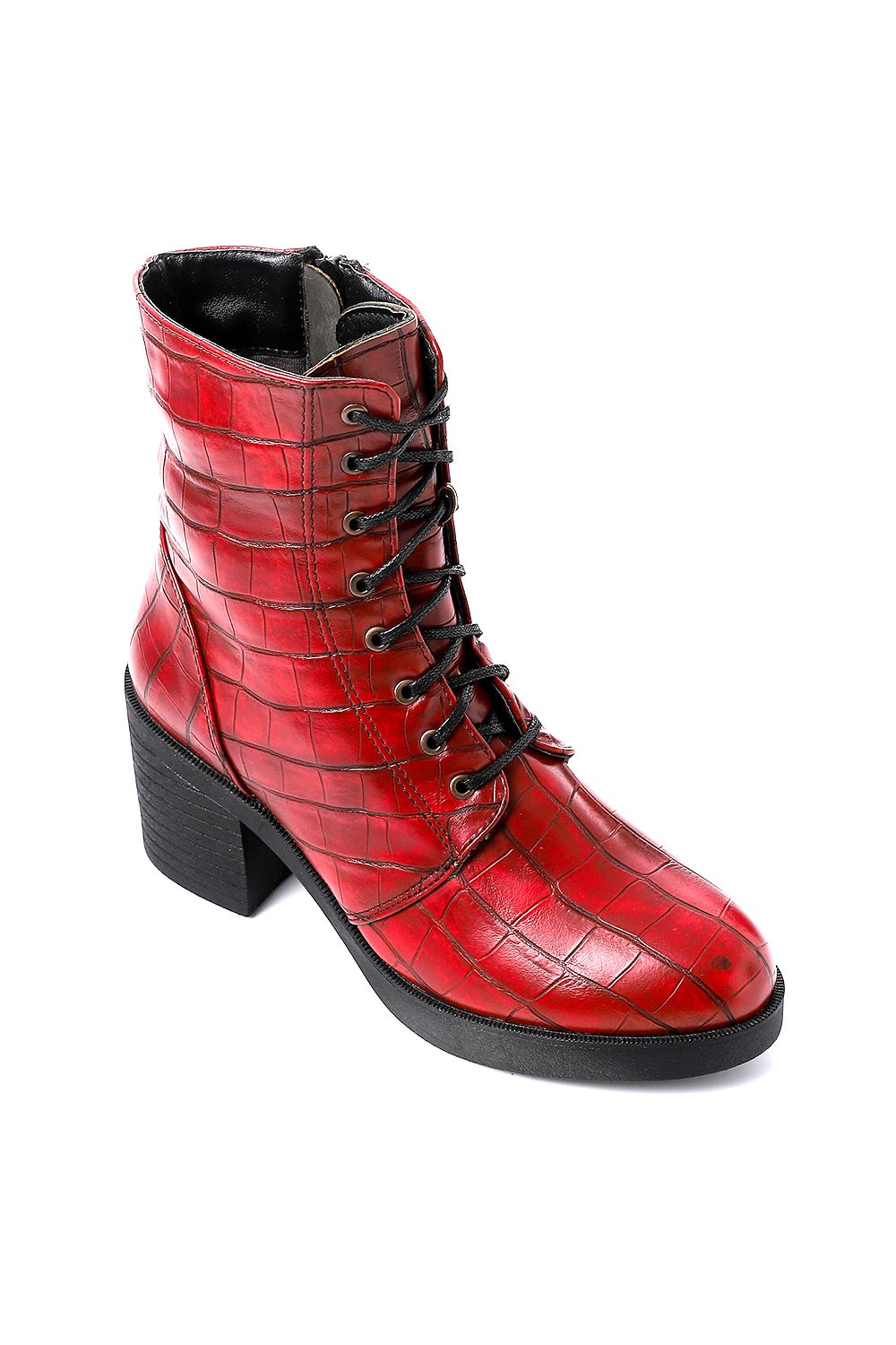 XO Style Embossed Leather Half Boot