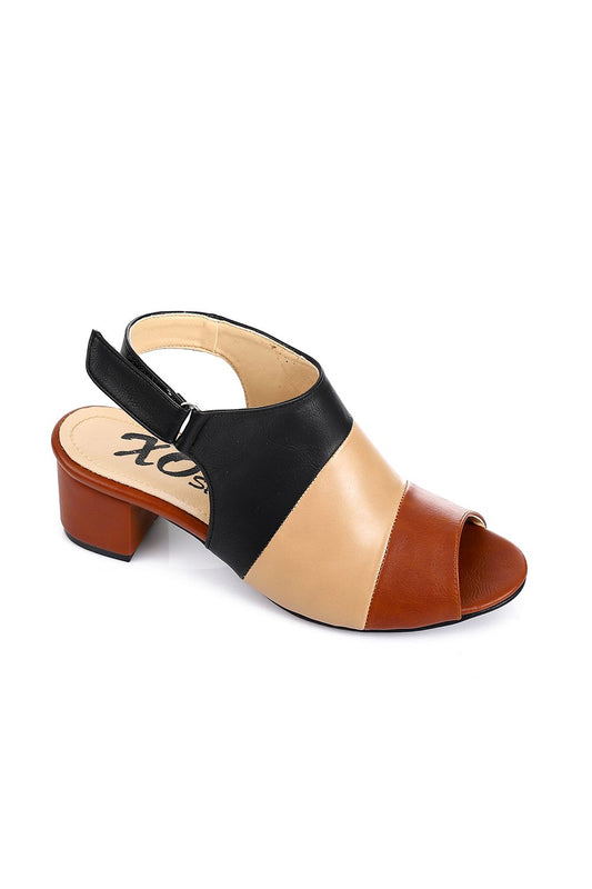 XO Style Tri-Tone Heeled Sandal