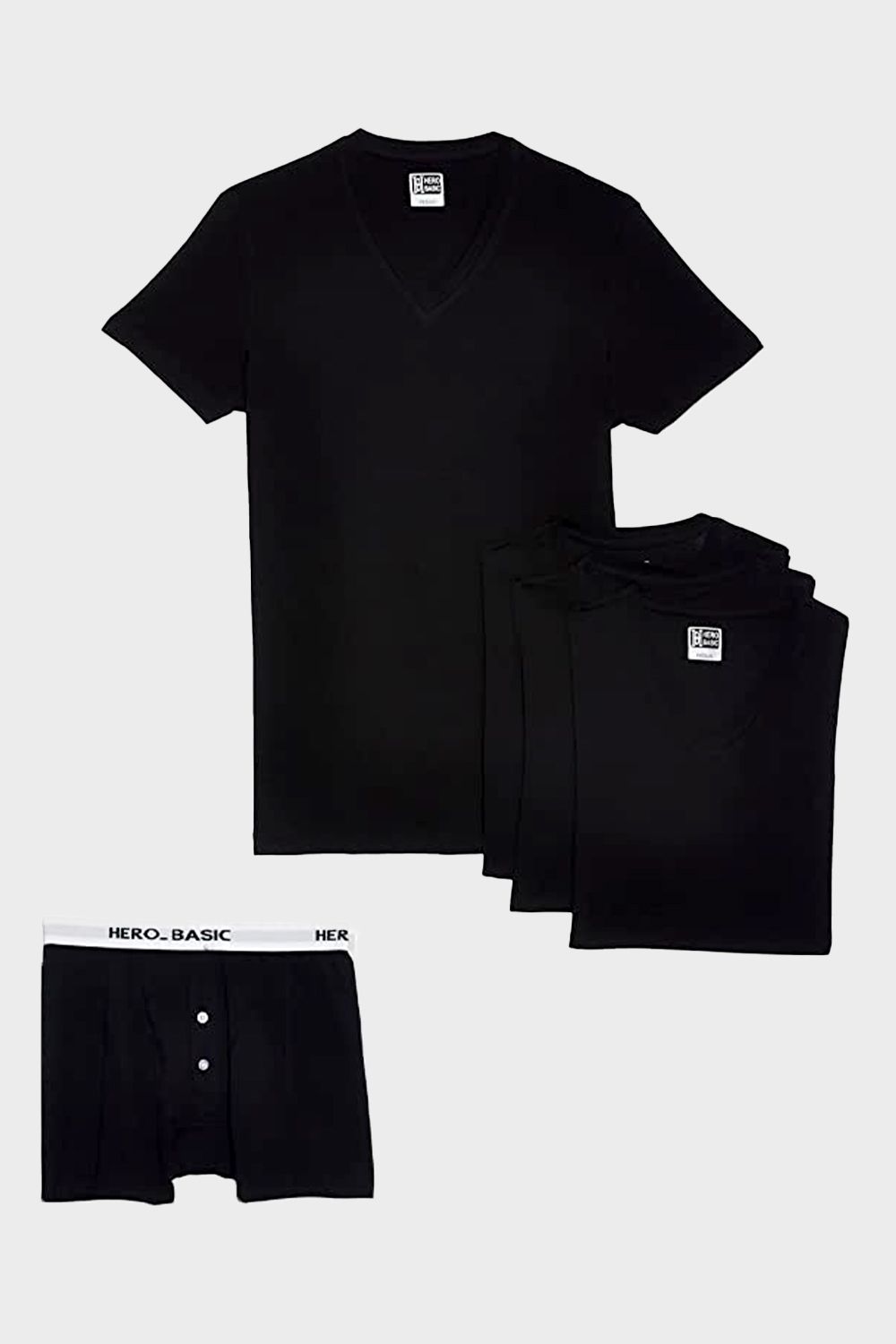 Hero Basic Set Of 4 V-Neck Under T-Shirt With Boxer