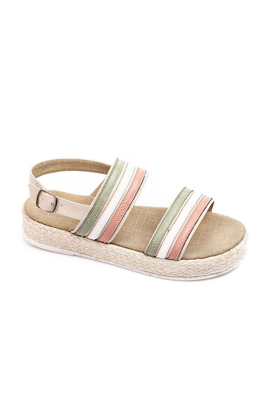 XO Style Comfy Striped Leather Sandal