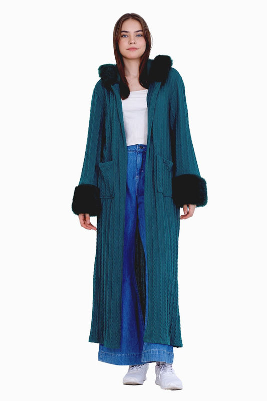 كارديجان محبوك مع تفاصيل من الفرو