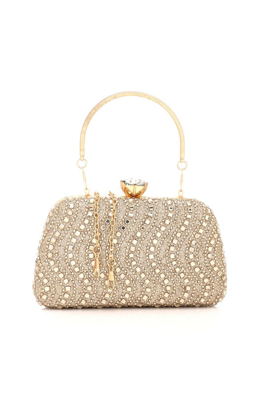 Mr.Joe Flower Lock Diamonds Studded Clutch