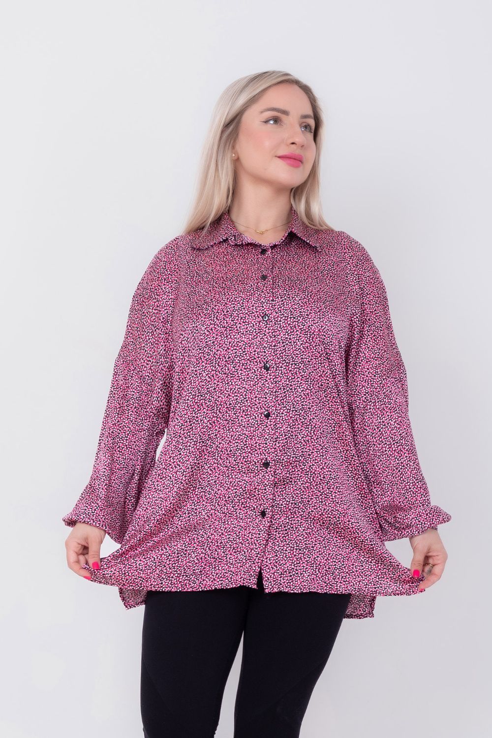 Miss Venus Patterned Satin Chiffon Printed Blouse