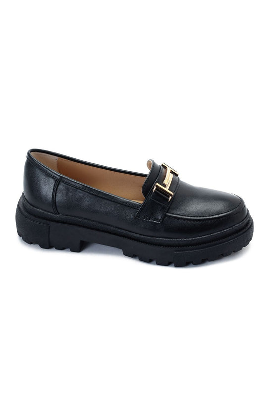 XO Style Chunky Heel Loafer Shoes