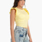 Light Yellow Ruffle Cap Sleeve Top