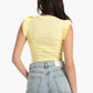 Light Yellow Ruffle Cap Sleeve Top