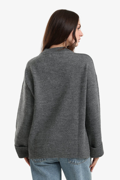 Folded Hem Wool Pullover