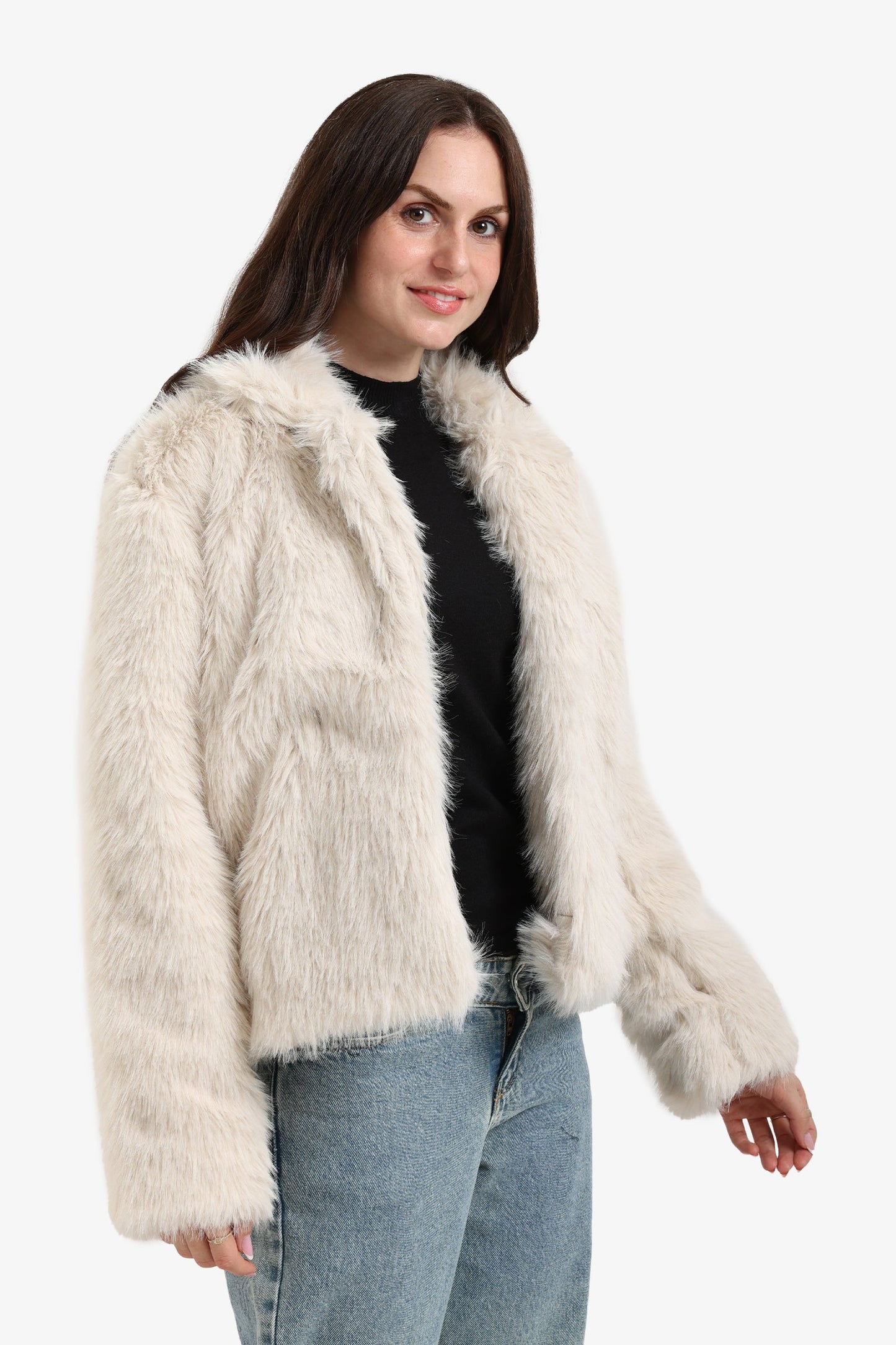 Open Neckline Fur Jacket