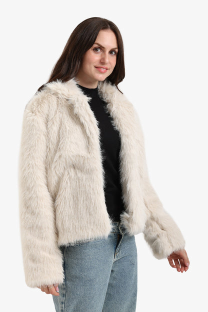 Open Neckline Fur Jacket