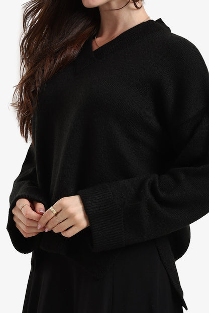Folded Hem Wool Pullover