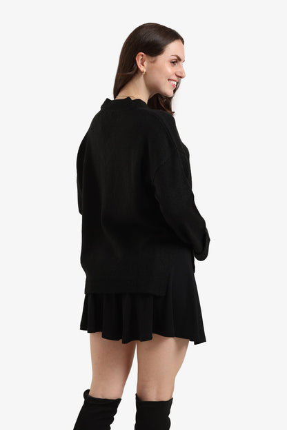 Folded Hem Wool Pullover