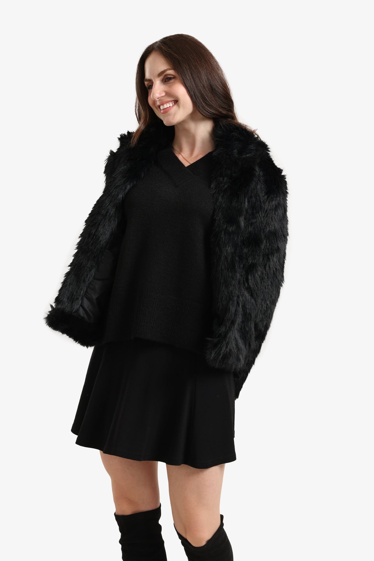 Open Neckline Fur Jacket