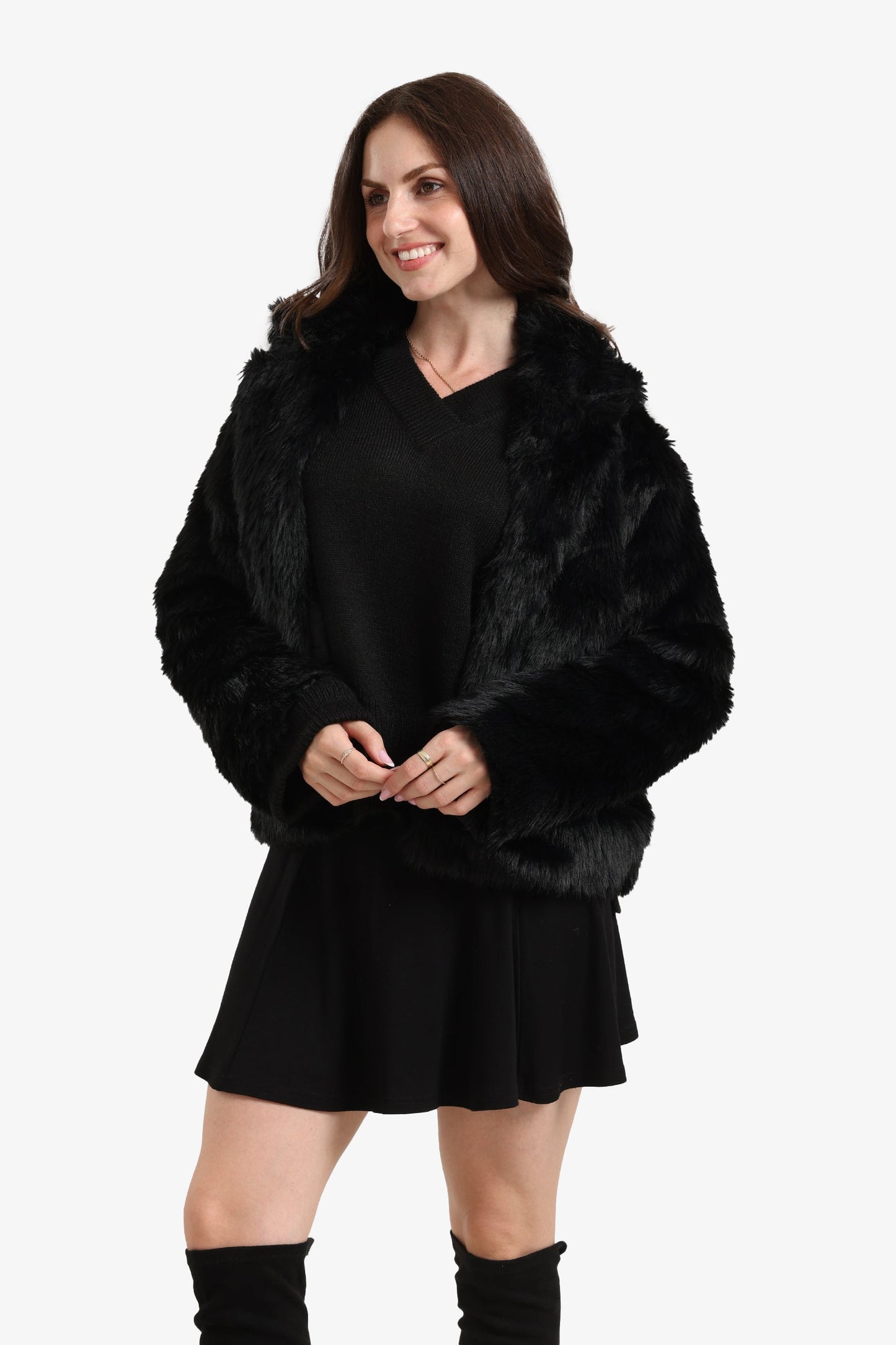 Open Neckline Fur Jacket