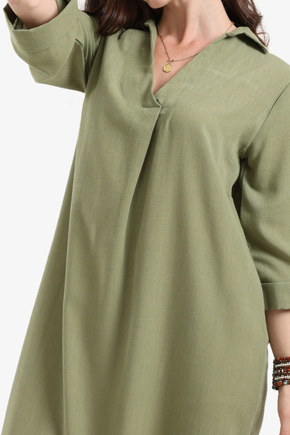 Tencel Collared V-Neck Dress