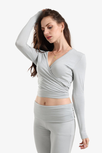 Tie-Back Wrap Lounge Top