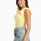 Light Yellow Ruffle Cap Sleeve Top