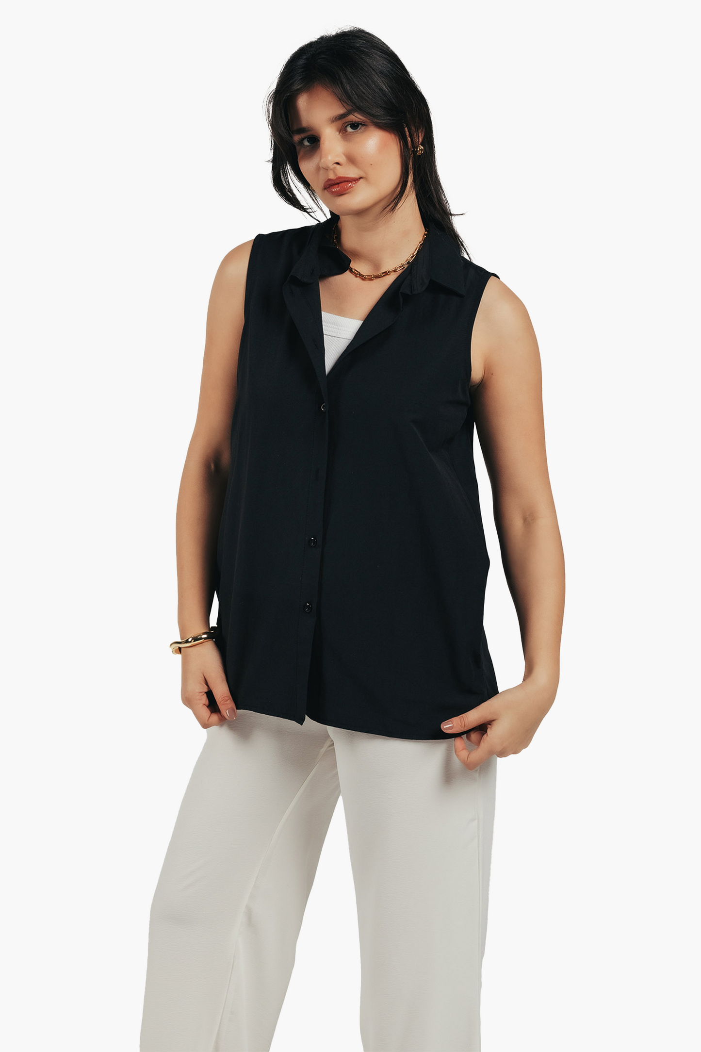 Poplin Sleeveless Shirt