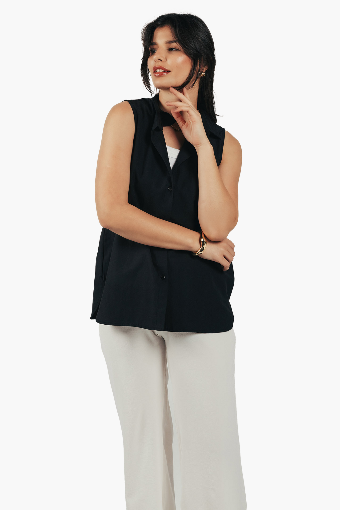 Poplin Sleeveless Shirt