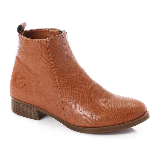 Havana Textured Leather Ankle Boot