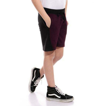Bi-Tone Elastic Waist Sweat Short for Boys - شورت رياضي بخصر مطاطي ثنائي اللون للأولاد