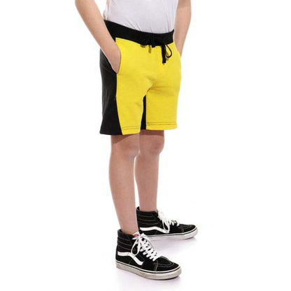 Bi-Tone Elastic Waist Sweat Short for Boys - شورت رياضي بخصر مطاطي ثنائي اللون للأولاد