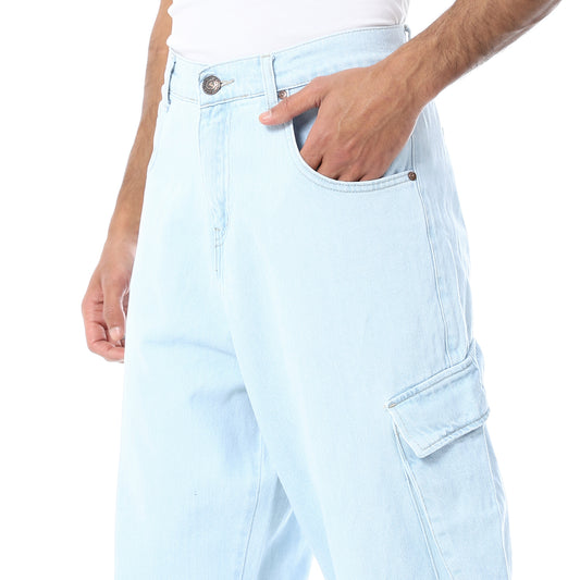 Light Blue Side Pockets Pants