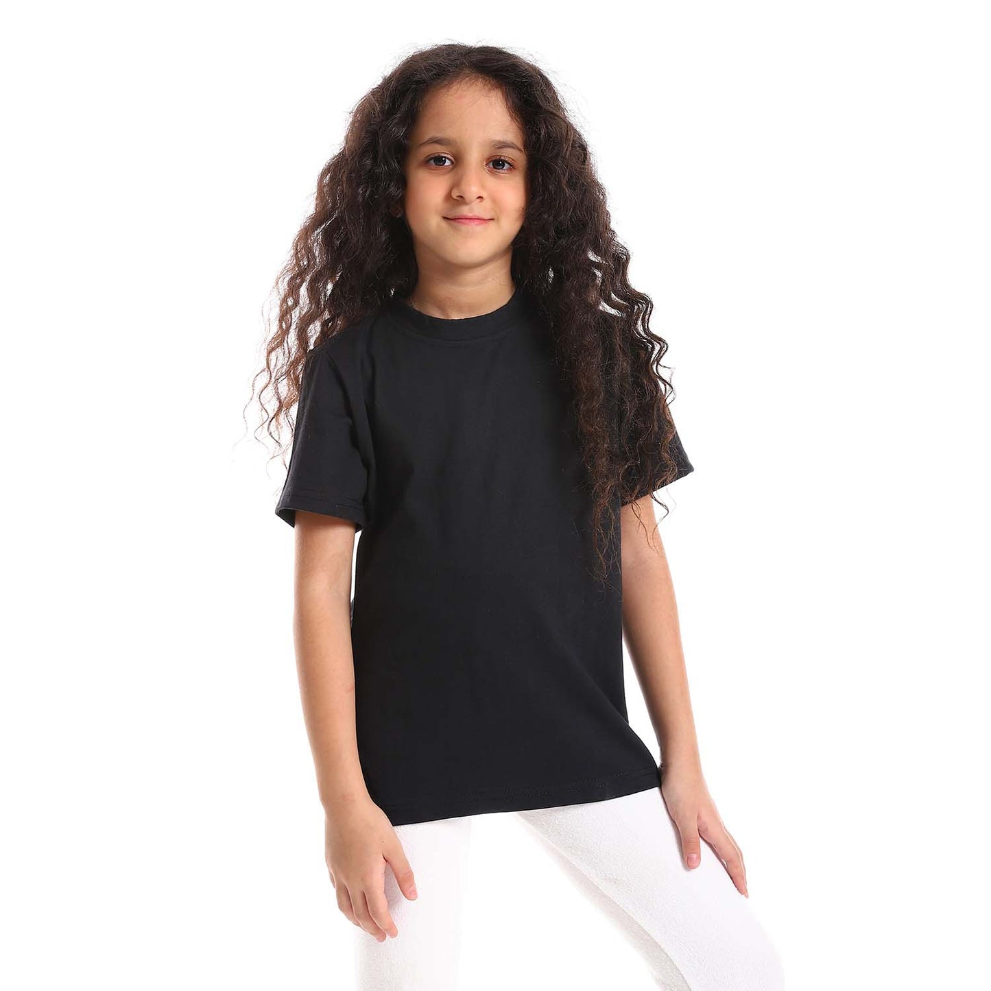 Round Neck Cotton T-shirt for Girls - تي شيرت قطن برقبة دائرية للبنات