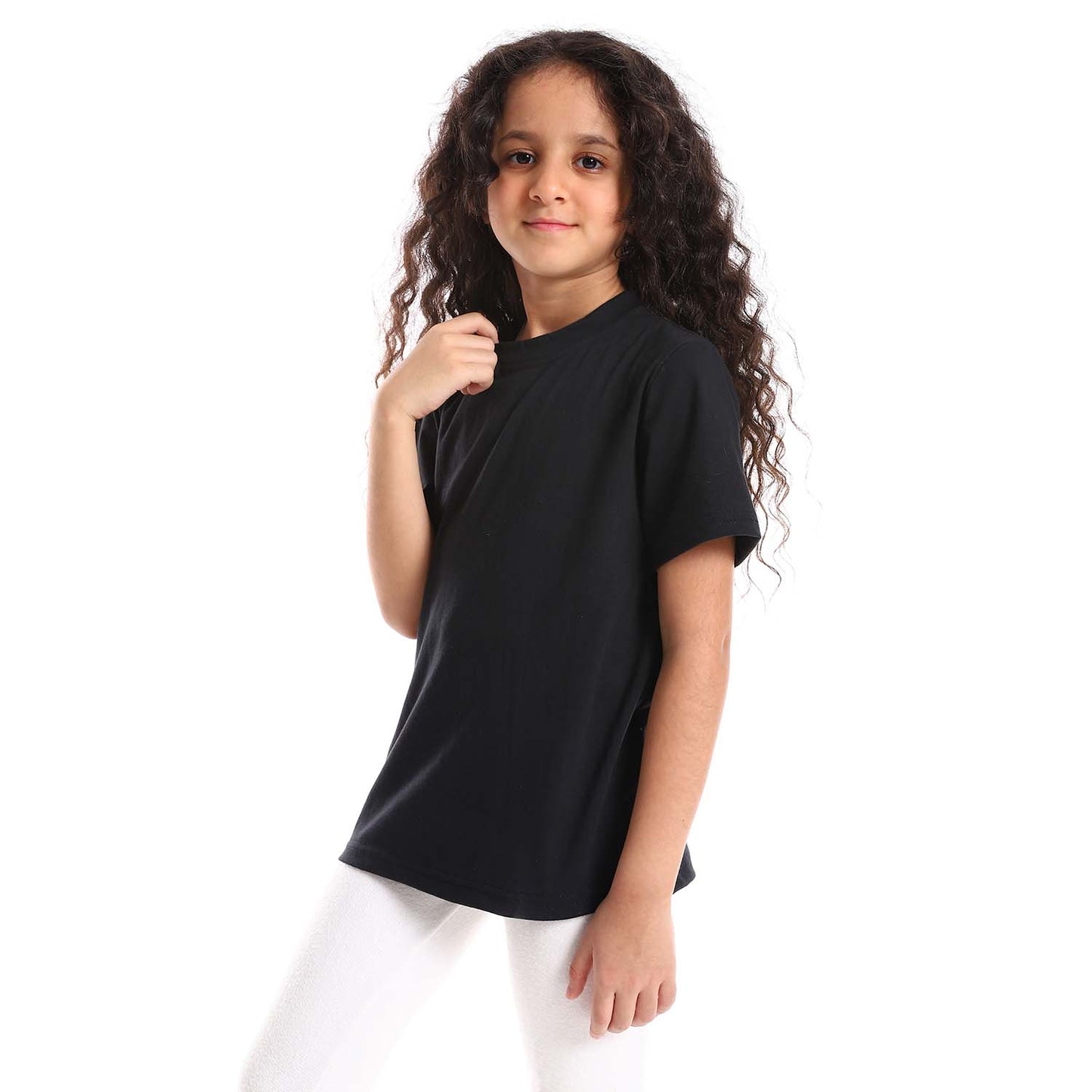 Round Neck Cotton T-shirt for Girls - تي شيرت قطن برقبة دائرية للبنات