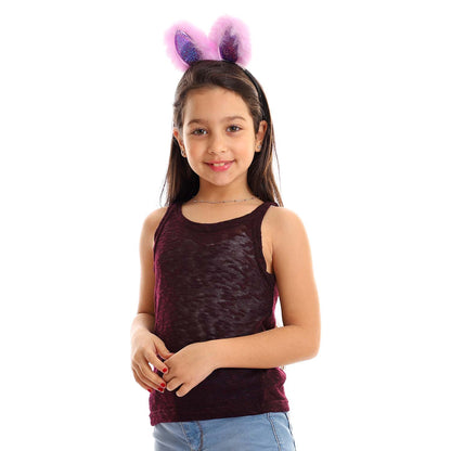 Girls Self Pattern Tank Top - تانك توب للبنات بنقشة ذاتية