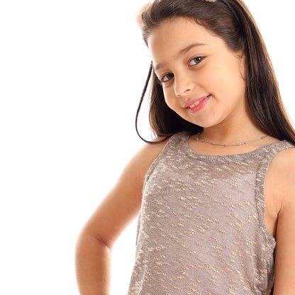 Girls Self Pattern Tank Top - تانك توب للبنات بنقشة ذاتية