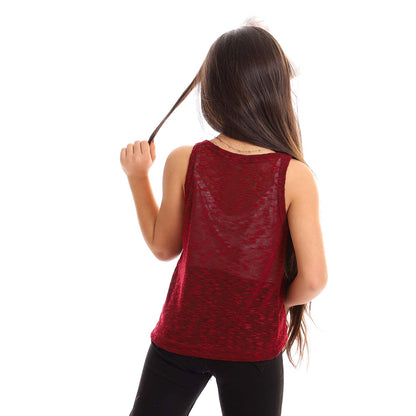 Girls Self Pattern Tank Top - تانك توب للبنات بنقشة ذاتية