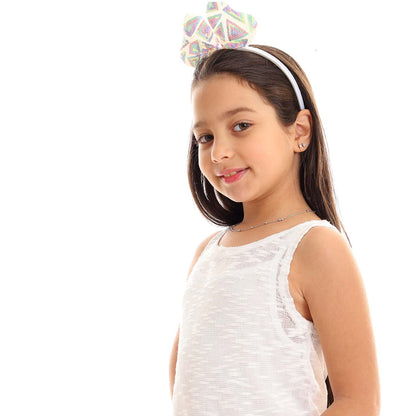 Girls Self Pattern Tank Top - تانك توب للبنات بنقشة ذاتية