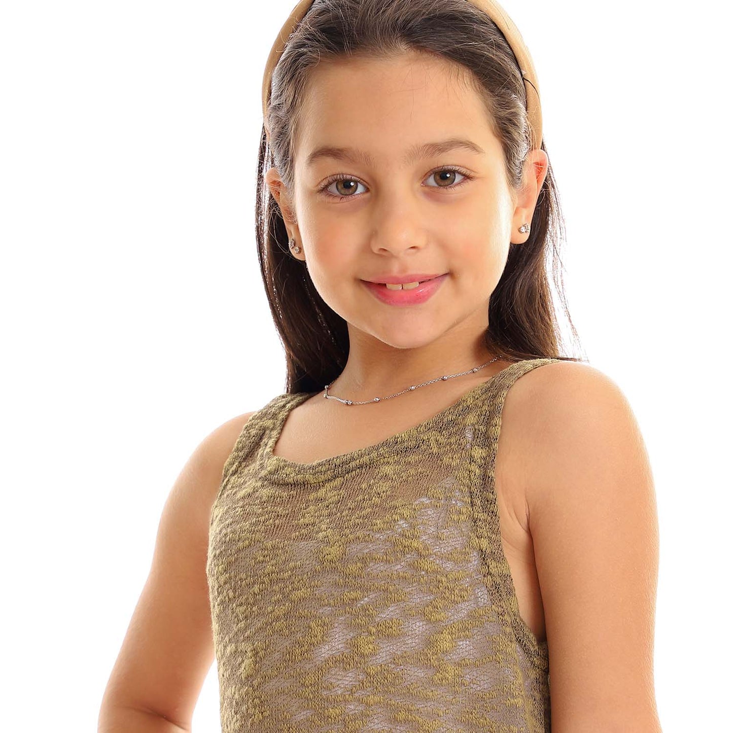 Girls Self Pattern Tank Top - تانك توب للبنات بنقشة ذاتية