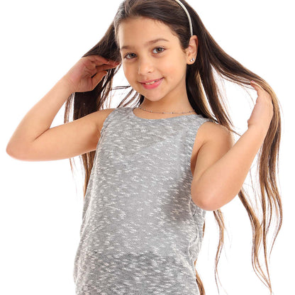 Girls Self Pattern Tank Top - تانك توب للبنات بنقشة ذاتية