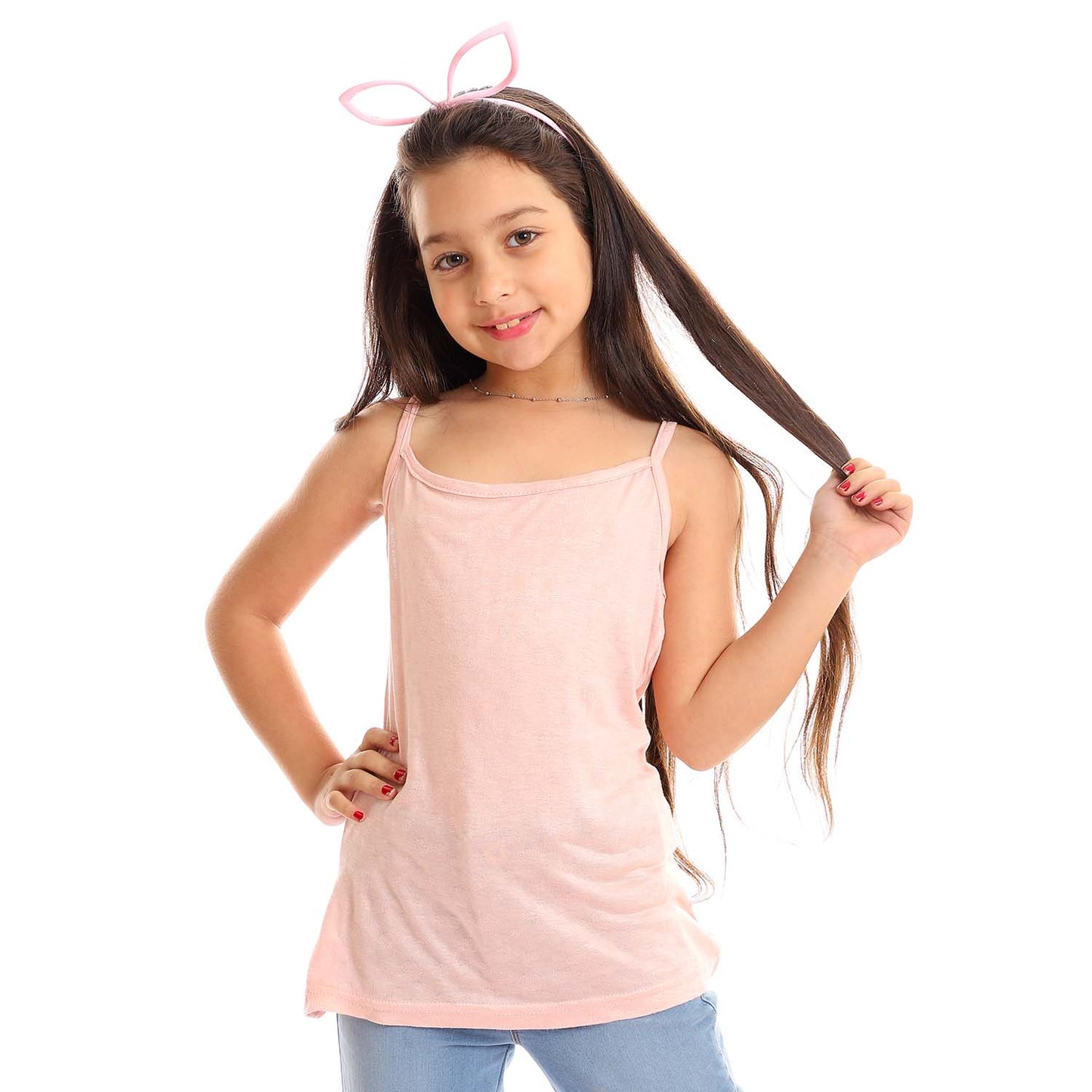 Girls Spaghetti Sleeves Tank Top - توب بحمالات للبنات