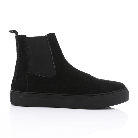 Black Side Elastic Half Boot