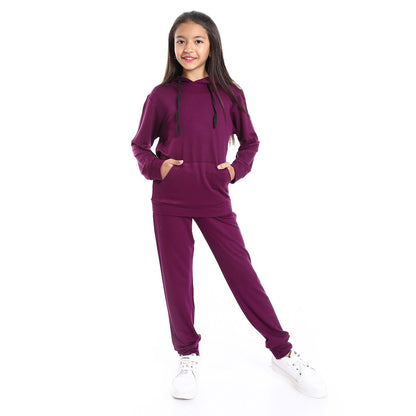 Girls Hooded Neck Pajama Set - طقم بيجامة للبنات بغطاء للرأس