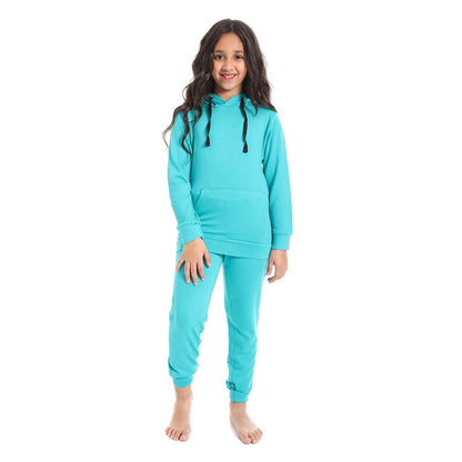 Girls Hooded Neck Pajama Set - طقم بيجامة للبنات بغطاء للرأس