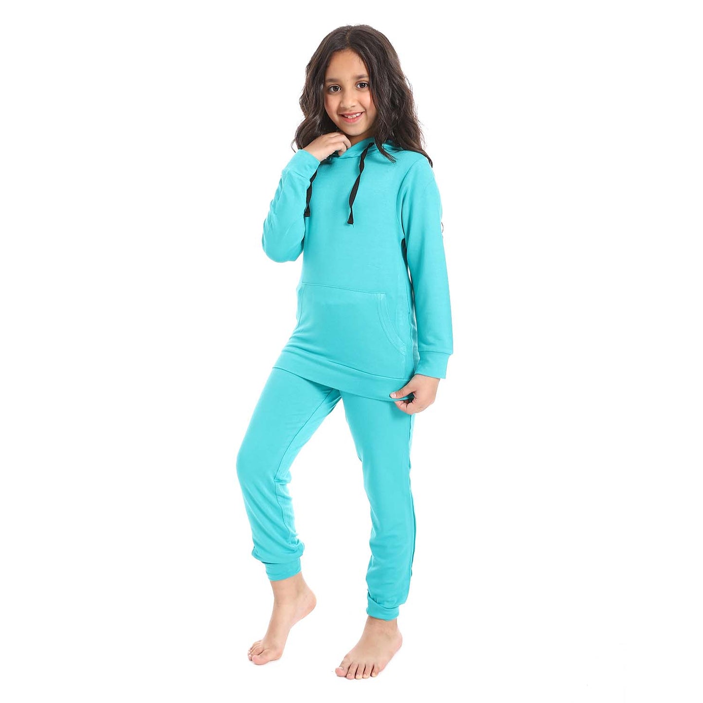 Girls Hooded Neck Pajama Set - طقم بيجامة للبنات بغطاء للرأس