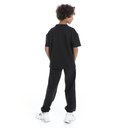 Front-Printed Pajama Set with Pants for Kids